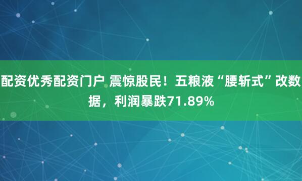 配资优秀配资门户 震惊股民！五粮液“腰斩式”改数据，利润暴跌71.89%